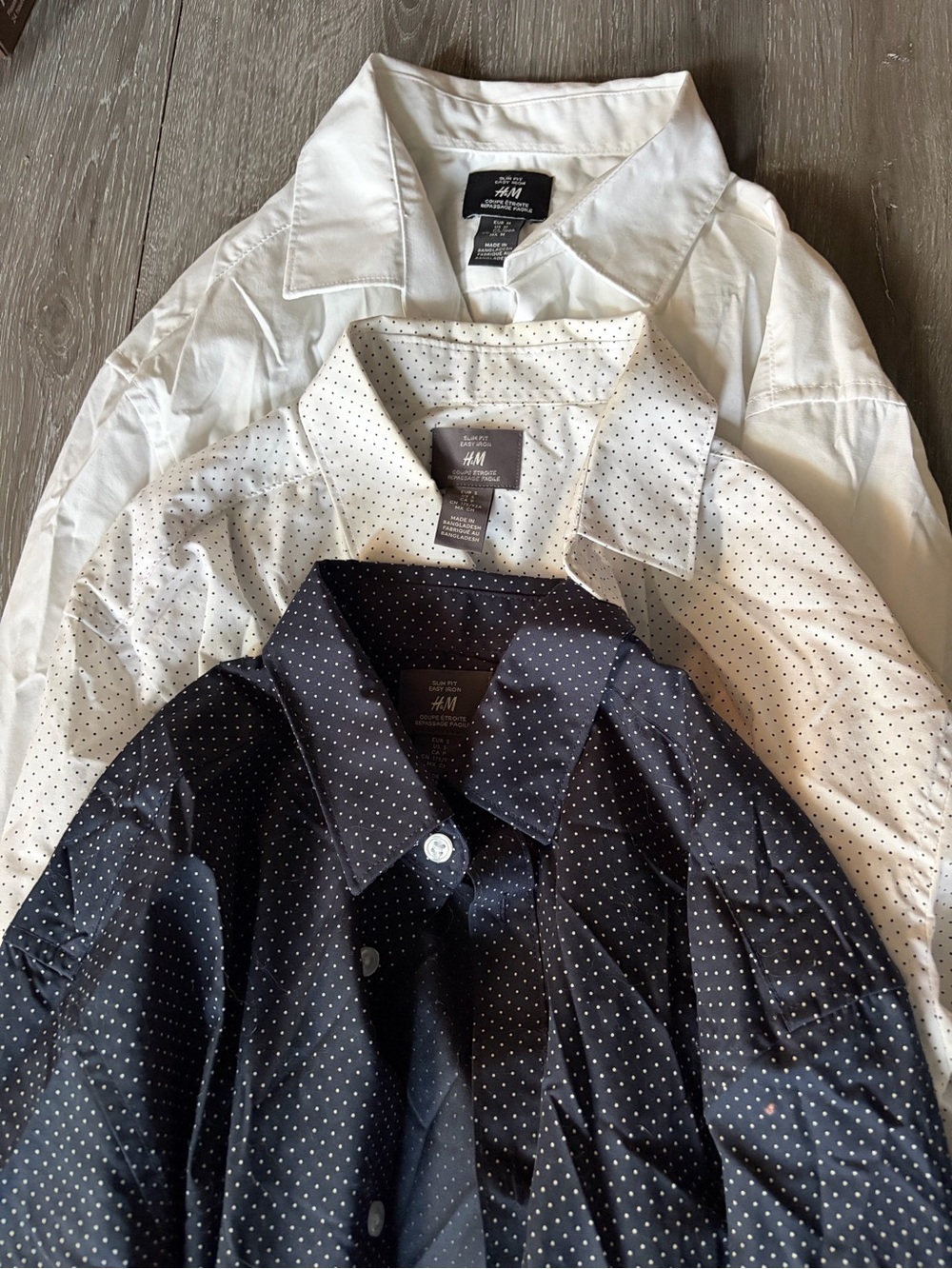H&M White & Black Polka Dot Button-Up Shirt Set